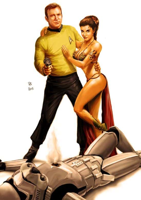 Star Wars encontra Star Trek - Kirk e Leia