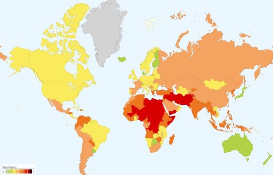 World map of political risks