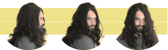 Hommes aux cheveux longs chez le coiffeur raffiné