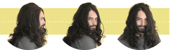 Langhaarige Männer beim Edelfriseur