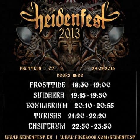 Heidenfest 2013 Pratteln: Running Order
