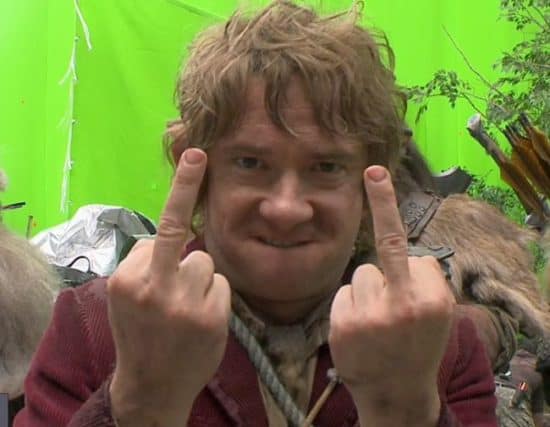 Bilbo Baggins flipping the Bird