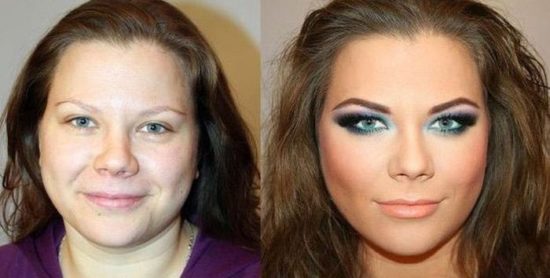 Mädchen mit und ohne Make-up