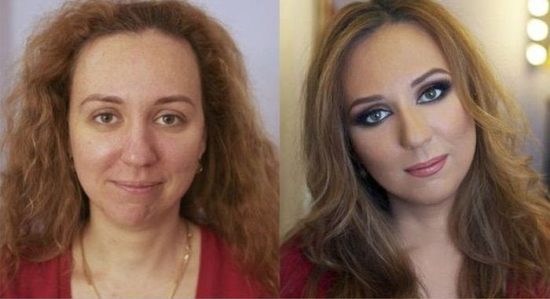 Mädchen mit und ohne Make-up
