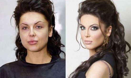 Mädchen mit und ohne Make-up