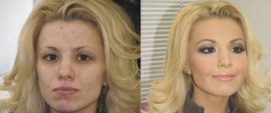 Mädchen mit und ohne Make-up