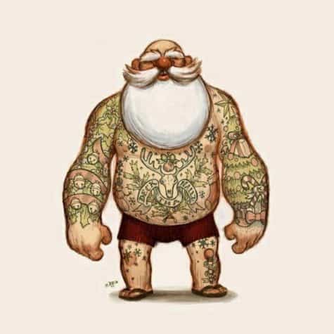 Santa ist tätowiert