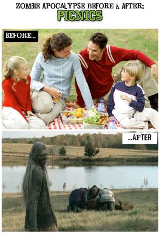 Apocalypse des zombies avant et après