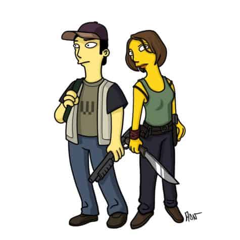 Glenn i Maggie w stylu Simpsonów