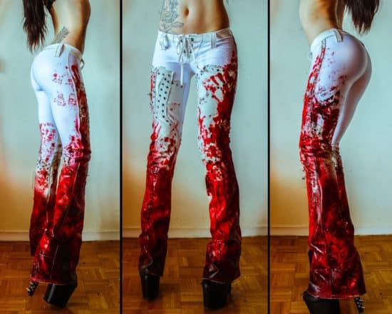 Pantalones de salpicaduras de visión tóxica de baño de sangre