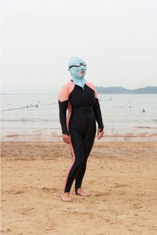 Chinesische Facekini Strandmode Fotografie