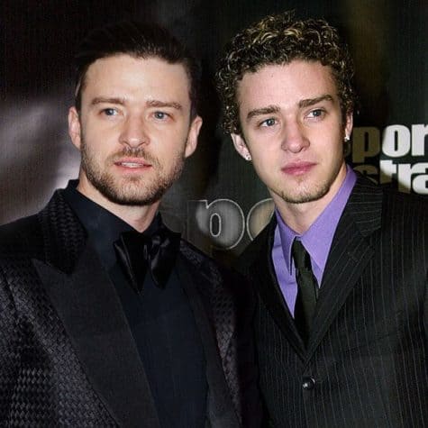 Justin Timberlake - Prominente zusammen mit ihren jüngeren sich selbst auf einem Foto