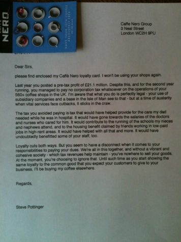 The letter to the Caffe Nero Group
