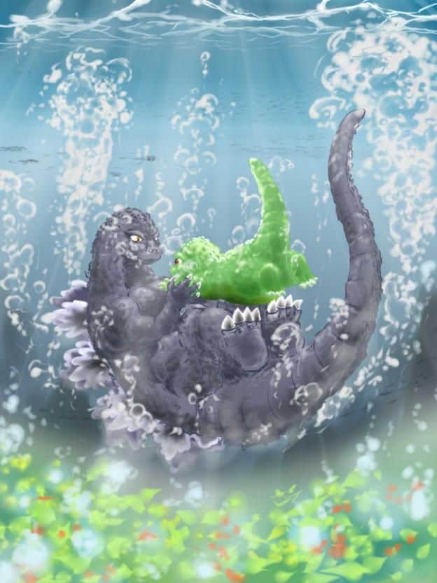 Father and Son Godzilla Underwater  Dravens Tales from 