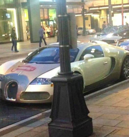 Penis auf einen knapp 2 Mio Euro teuren Bugatti Veyron gemalt
