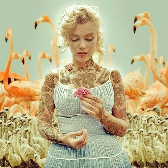 Artist tattoos celebrities using Photoshop