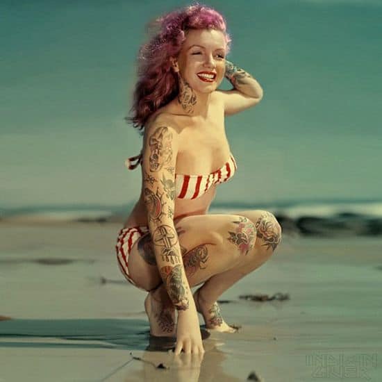 Artist tattoos celebrities using Photoshop