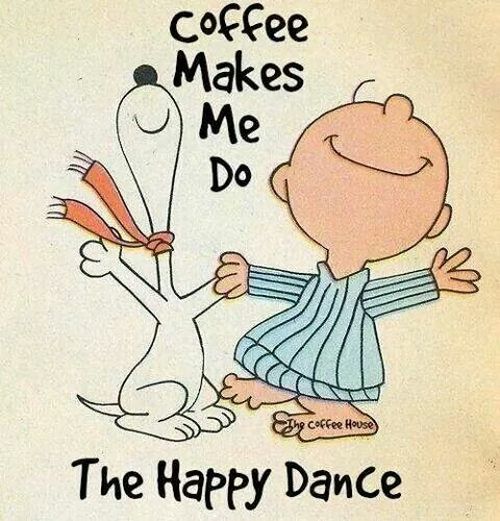 El café me hace bailar feliz