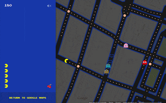 Seinn Pac Man i Google Maps