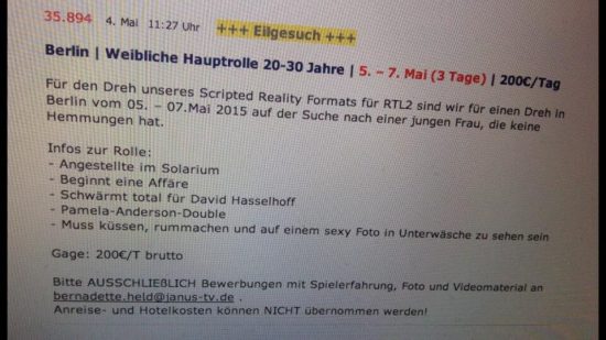 Jobangebot: Wer hat Lust auf eine steile, vielversprechende Fernsehkarriere? 