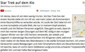 Star Trek-Fan fällt vom Klo