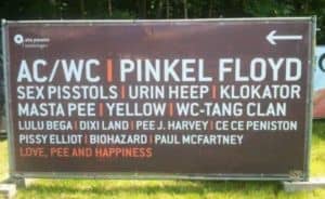 Festival Toiletten Wegweiser: AC/WC und Pinkel Floyd