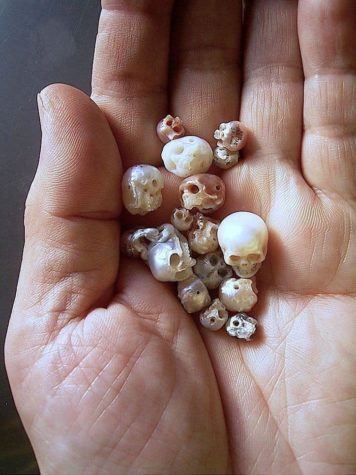 Crânio feito de miçangas