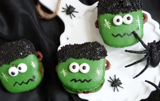 Gruselige Frankenstein Macarons selbstgebacken