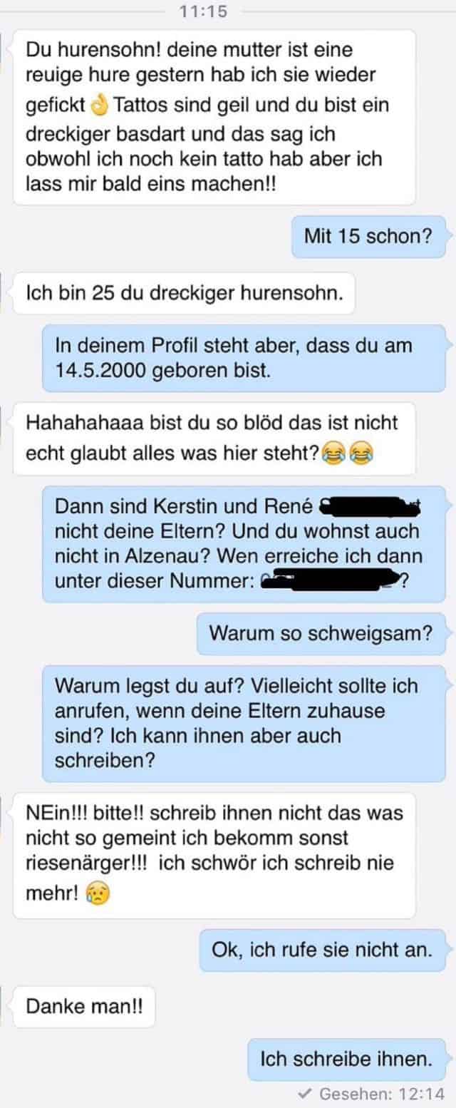Du dreckiger Hurensohn