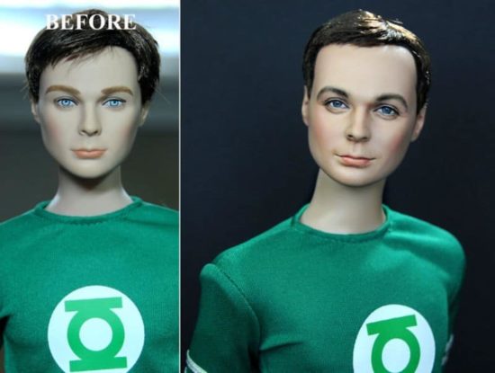 Faces of celebrity toy dolls enhanced by Noel Cruz