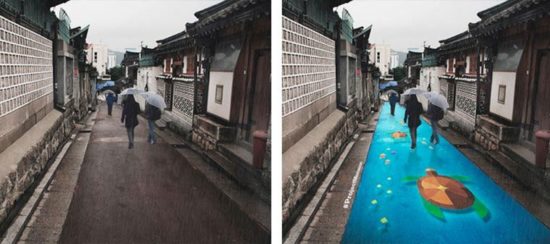 Gadekunst, der kun dukker op, når det regner