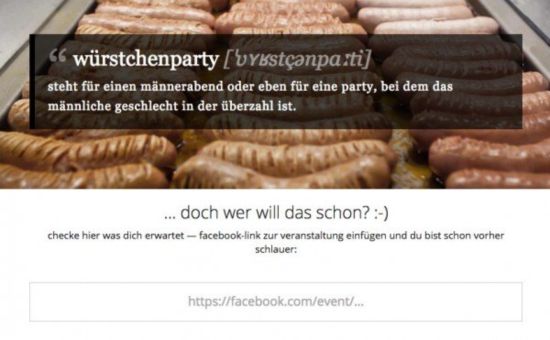 Würstchenparty Tool prüft Partys und warnt vor Männerüberschuss