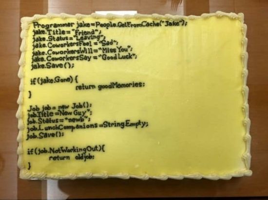 Gâteau d'adieu pour les programmeurs