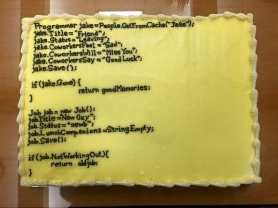 Abschiedstorte für Programmierer