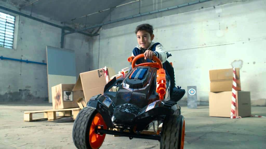 NERF Battle Racer: Tretauto für Kinder mit Schaumstoffpfeilen