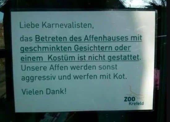 Affen mögen kein Fasnacht!