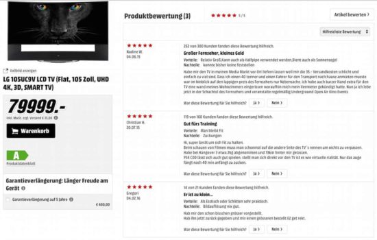 Grosser Fernseher, kleines Geld