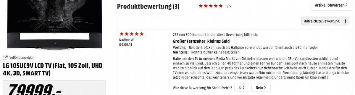 Grosser Fernseher, kleines Geld