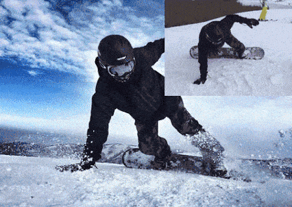 Wie ein In-Action-Schnappschuss auf dem Snowboard gemacht wird