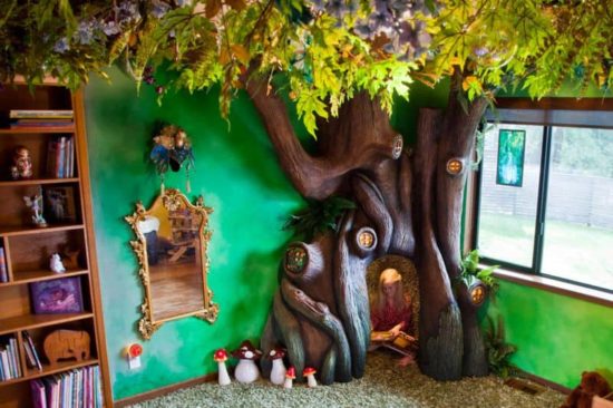 Pai transforma o quarto da filha em uma floresta de contos de fadas