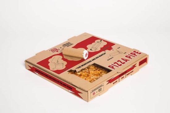 Hasch-Pfeife aus einer Pizza-Box