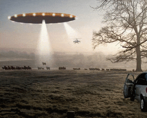 Milchverpackung beamt Kuh in Ufo