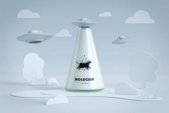 Milchverpackung beamt Kuh in Ufo