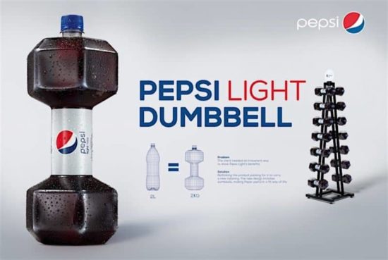 Pepsi light as a dumbbell and thirst quencher