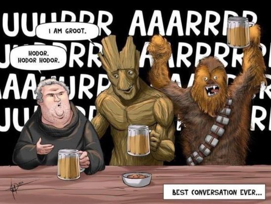 Chewbacca, Groot und Hodor gehen in eine Bar...