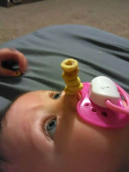 Attention Daddy's: The Cheerios Challenge - Who piles more Cheerios on their baby?