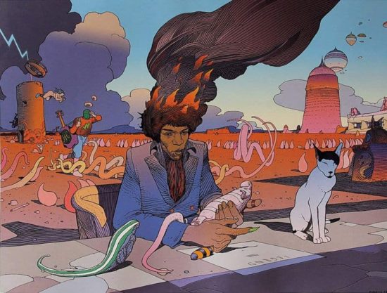 AI-Moebius Dreaming of Jimi Hendrix