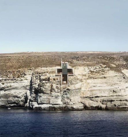 Cruciform chapel in the cliff