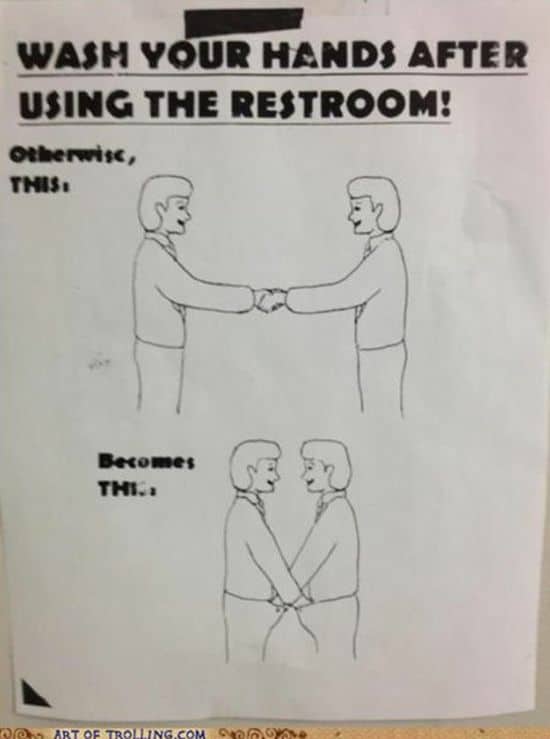 Ikke at vaske hænder på toilettet er som...