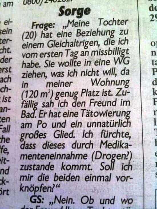 Sorgen einer Mutter: Tätowiert und unnatürlich grosses Glied